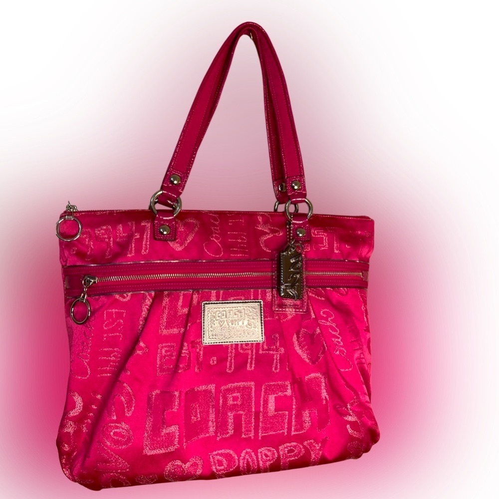 COACH STORYPATCH GLAMOUR SIGNATURE PINK SHOULDERBAG TOTE 15301